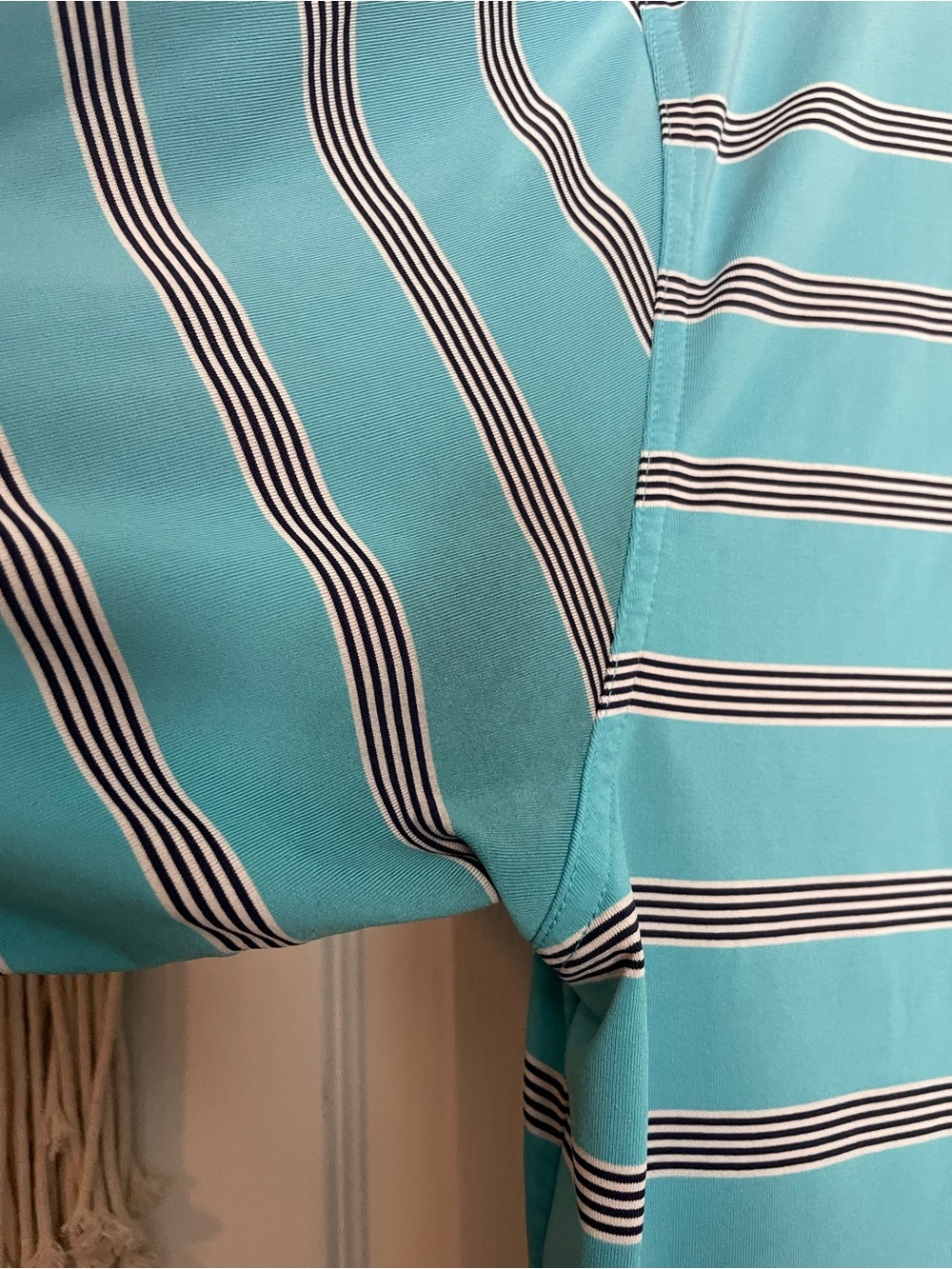 Callaway Mens size Large Opti Dri Turquoise Striped Polo Shirt - Picture 8 of 9